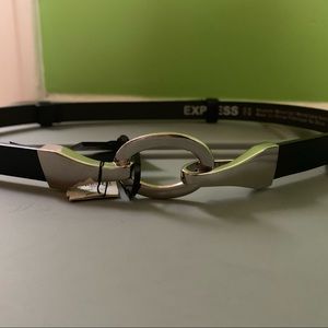 Express fashion leather belt with silver buckle